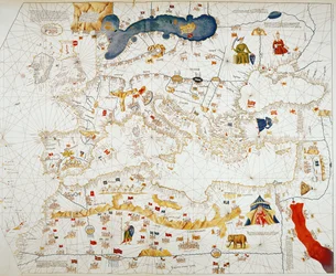 Copia de un mapa catalán de Europa, África del Norte y Oriente Medio